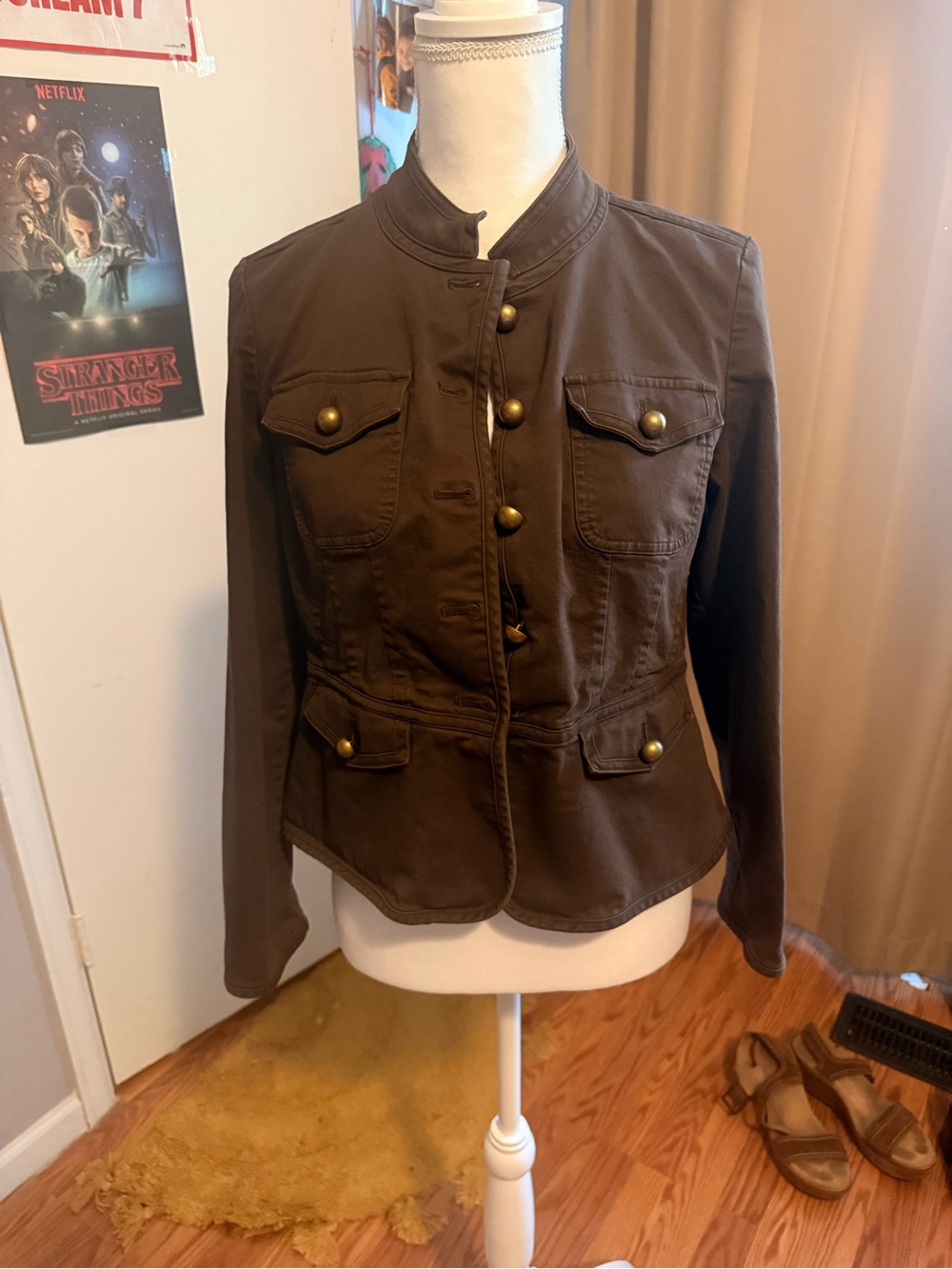 Talbots Dark Brown Military-Style Utility Jacket